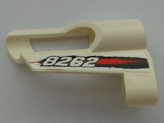 Lego Technic, Panel Fairing # 6 Small Short, Large Hole, Side B with '8262', Black and Red Stains Pattern (Sticker) - Set 8262 / White