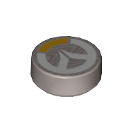 Lego Tile Round 1 x 1 with Overwatch Bastion Logo Print