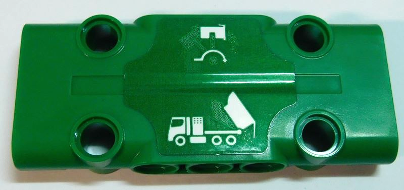 Lego Technic, Panel Plate 3 x 7 x 1 with White Garbage Truck Tipping Diagram and Curved Arrow Pattern (Sticker) - Set 42167