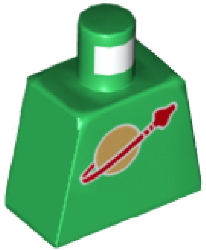 Lego Torso with Classic Space Logo High on Torso Pattern, Inside with Ribs (second reissue) / Green