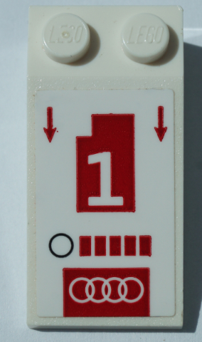 Lego Slope 18 4 x 2 with White Number 1, Red Arrows, and Audi Logo Pattern (Sticker) - Set 75872