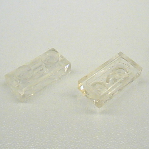 Lego Plate 1 x 2 [Old Style Bottom] / Trans-Clear
