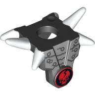 Lego Minifig Neckwear Armour Breastplate with Shoulder Spikes White and Ninjago Cracked Red Skull Print / Black