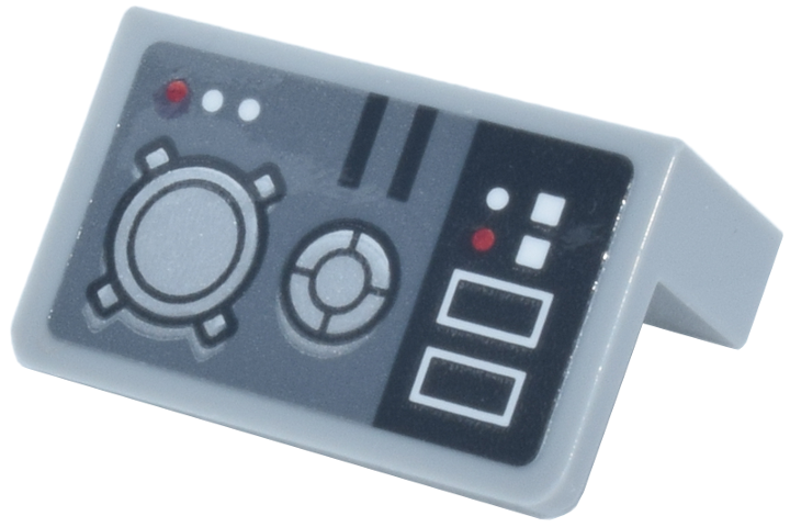 Lego Panel 1 x 2 x 1 with Black and Dark Bluish Gray Control Panel with Silver, Red and White Buttons Pattern (Sticker) - Set 75419