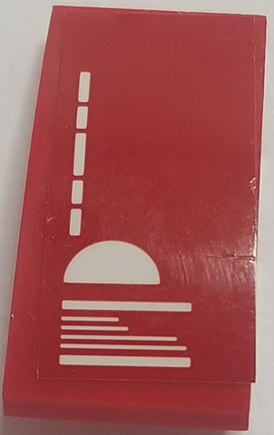 Lego Slope, Curved 4 x 2 with White Lines and Half Circle on Red Background Pattern (Sticker) - Set 70615 / Red