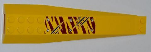 Lego Wedge 16 x 4 Triple Curved with Reinforcements with 6 Rivets and 5 Claw Scratch Marks on Dark Red Tiger Stripes Pattern (Sticker) - Set 5888