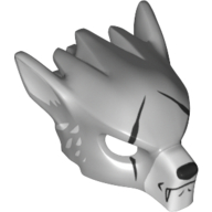 Lego Mask Wolf with Face Details, Scars and White Ears Print / Light Bluish Gray