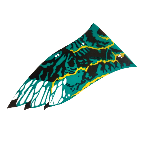 Lego Wing, Left, Banshee, Large, Black and Dark Turquoise Scales, Yellow Trim Print