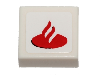 Lego Tile 1 x 1 with Santander Logo Pattern (Sticker) - Set 40190
