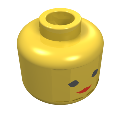 Lego Minifig Head, Standard with Red Lips, Eyelashes Print [Blocked Open Stud]