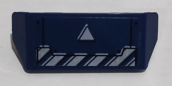 Lego Vehicle, Spoiler with Bar Handle with White Triangle and Danger Stripes on Transparent Background Pattern (Sticker) - Set 76153 / Dark Blue