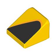 Lego Brick Sloped 30° 1 x 1 x 2/3 with Black Triangle Print
