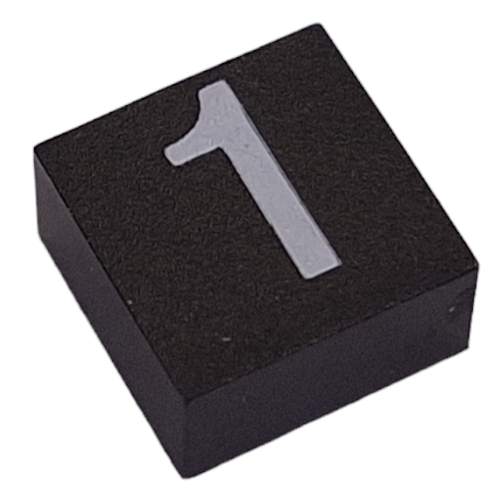 Lego Modulex Tile 2 x 2 with White '1' Print, without Internal Supports / Modulex Black