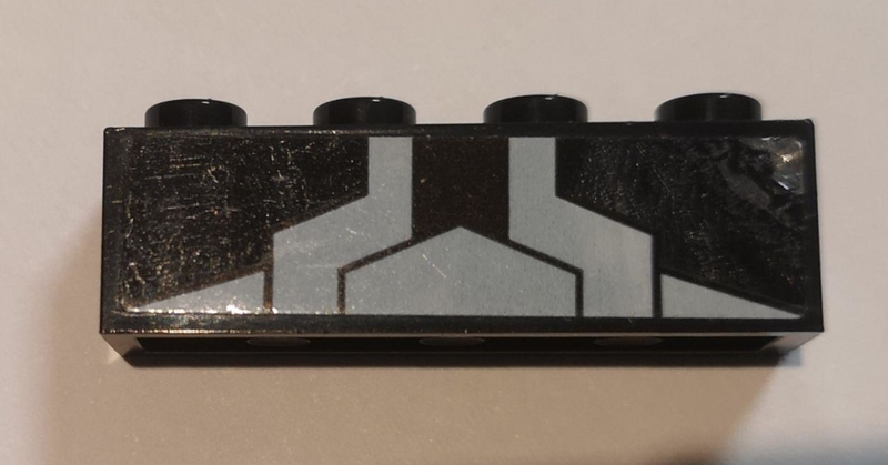 Lego Brick 1 x 4 with White Triangle and Stripes Pattern (Sticker) - Set 76103