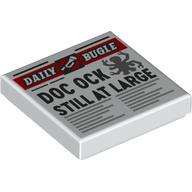 Lego Tile 2 x 2 with Newspaper Daily Bugle 'DOC OCK STILL AT LARGE' Print