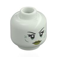 Lego Minifig Head Baroness, Black Eyebrows, Olive Green Lips, Neutral / Smile
