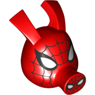 Lego Minifig Head Special, Spider Ham with Black Webs, White Eyes Print / Red