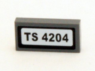 Lego Tile 1 x 2 with 'TS 4204' Pattern (Sticker) - Set 4204