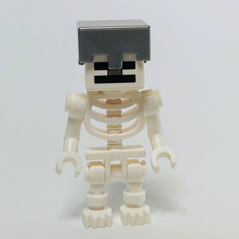 Lego Skeleton, Square Skull, Flat Silver Helmet