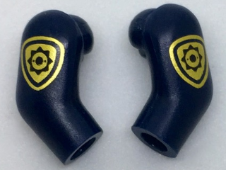 Lego Arm, (Matching Left and Right) Pair with Gold Police Badge Pattern / Dark Blue