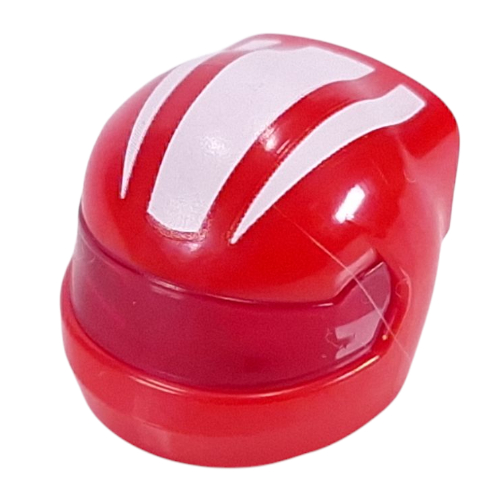 Lego Helmet, Formula 1 with Trans-Red Visor pattern and White Stripes print / Red