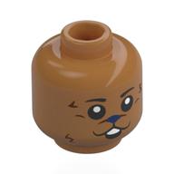 Lego Minifig Head Tony Tony Chopper, Dark Purple Nose, Dear Face, Reddish Brown Fur, Smile / Crying / Medium Nougat