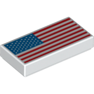 Lego Tile 1 x 2 with US Flag Print