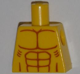 Lego Torso Bare Chest with Muscles and Ribs Outline Pattern / Yellow