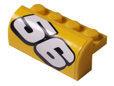 Lego Slope, Curved 2 x 4 x 1 1/3 with 4 Recessed Studs with White Number 56 Pattern Model Right Side (Sticker) - Set 8183