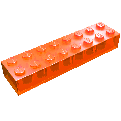 Lego Brick 2 x 8 / Trans-Neon Orange