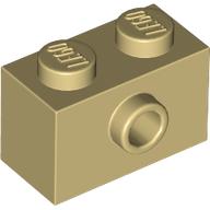 Lego Brick Special 1 x 2 with 1 Center Stud on 1 Side, Bottom Stud Holder / Tan
