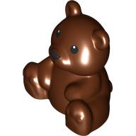 Lego Duplo Animal Bear, Sitting, Black Eyes and Nose Print / Reddish Brown