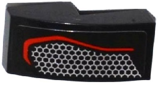 Lego Slope, Curved 2 x 1 x 2/3 with Taillight with Hexagonal Mesh Pattern Model Left Side (Sticker) - Set 75909