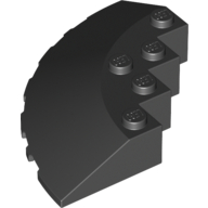 Lego Brick Round Corner 6 x 6 with 33° Slope and Facet Cutout / Black
