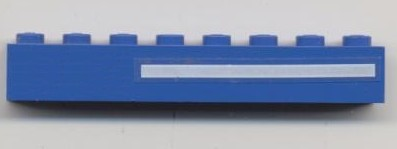 Lego Brick 1 x 8 with White Line Pattern Model Right Side (Sticker) - Set 6541 / Blue