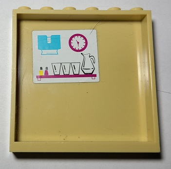 Lego Panel 1 x 6 x 5 with Clock, Pitcher, Glasses and Paper Towel Dispenser Pattern (Sticker) - Set 41134