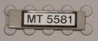 Lego Tile 1 x 4 with Black 'MT 5581' on White Pattern (Sticker) - Set 5581 / Light Gray