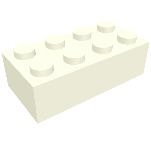 Lego Brick 2 x 4 without Bottom Tubes, Slotted (with 1 slot)