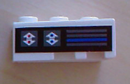 Lego Wedge 3 x 2 Left with Blue and Red Arrows and Horizontal Bars Pattern (Sticker) - Set 8286