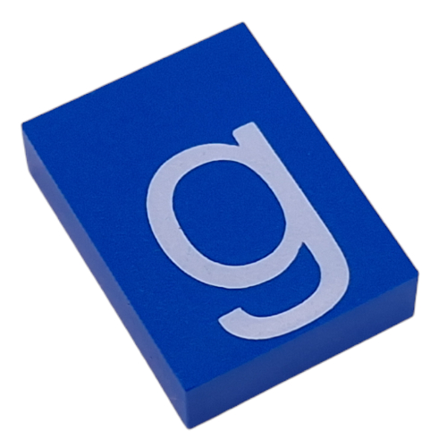 Lego Modulex Tile 3 x 4 with White 'g' Print, without Internal Supports