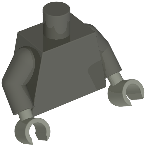 Lego Torso, Dark Gray Arms, Light Gray Hands [Plain] / Dark Gray