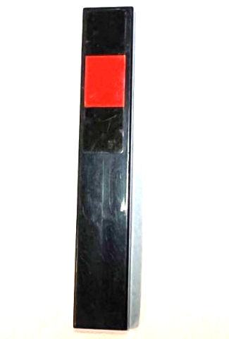Lego Tile 1 x 6 with Red Rectangle on Black Background Pattern (Sticker) - Set 75893 / Black