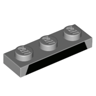 Lego Plate 1 x 3 with Black Stripes Print / Light Bluish Gray