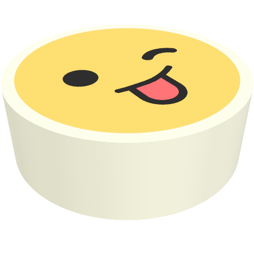 Lego Tile Round 1 x 1 with Smiley Wink, Tongue Print / White