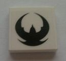 Lego Tile 2 x 2 with Black Exo-Force Logo Pattern (Sticker) - Sets 7705 / 7709 / White