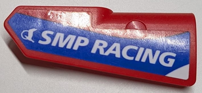 Lego Technic, Panel Fairing #22 Very Small Smooth, Side A with White 'SMP RACING' on Blue Stripe Pattern (Sticker) - Set 42125