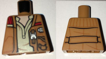 Lego Torso SW Jacket with Pockets, Zipper and Gadgets, White Undershirt Pattern / Medium Nougat