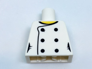 Lego Torso Female Chef with 6 Black Buttons and Yellow Neck Pattern / White