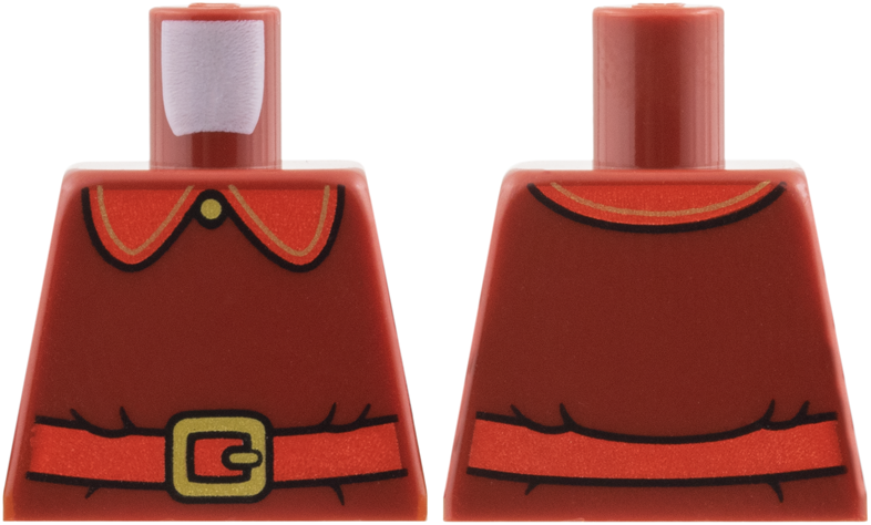 Lego Torso Red Collar and Belt, Gold Button, and Buckle Pattern