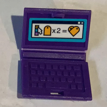 Lego Minifigure, Utensil Computer Laptop with Mouse Cursor and 'x2=' Equation on Screen Pattern (Sticker) - Set 41340 / Dark Purple